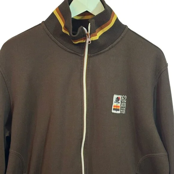 Vintage Mossimo Brown Yellow Zip Up 70's Show Look Jacket Zip Up Sz L Unisex - Picture 3 of 14